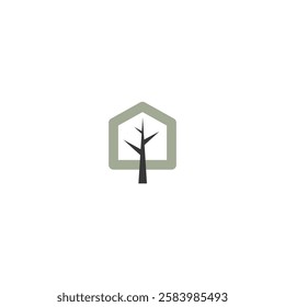 sage leaf stem square design icon technology