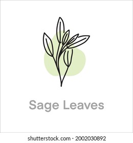 Sage Leaves Monoline flat Logo Elegant