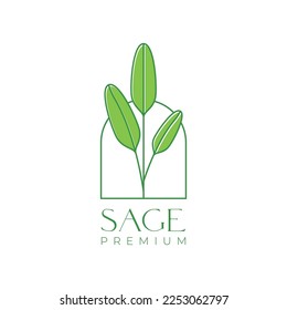 sage leaves plant herb aroma smoke therapy modern logo design vector icon illustration template