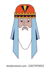 Sage man flat line color vector character head. Long beard and hat on head. Editable cartoon avatar icon. Face emotion. Simple cartoon spot illustration for web graphic design