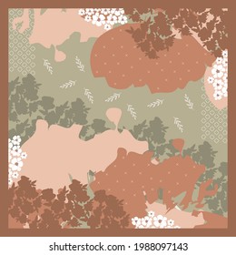 sage scarf pattern with abstract design