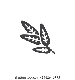 Sage sprigs vector icon. filled flat sign for mobile concept and web design. Sage leaves glyph icon. Symbol, logo illustration. Vector graphics