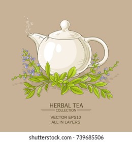 sage tea vector illustration on color background