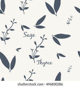 Sage and Thyme Simple Elegant Seamless Vintage Pattern Vector Illustration