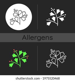 Sagebrush Dark Theme Icon. Aromatic Leaves. Medicinal Herbs. Cause Of Allergic Reaction. Allergy For Plant. Linear White, Simple Glyph And RGB Color Styles. Isolated Vector Illustrations