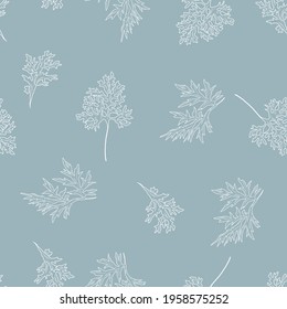 Sagebrush leaves and brushes on the seamless background, floral pattern
