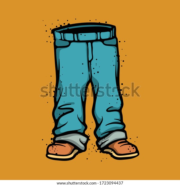 Sagging baggy pants with tan boots. Men\
fashion vector concept. Swag pants\
illustration