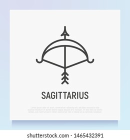 Saggitarius thin line icon. Bow with arrow. Modern vector illustration of astrological sign for horoscope.