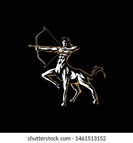 sagitarius stylish illustration black and white