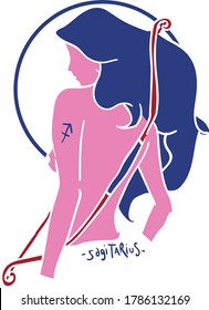 sagitarius zodiac sign artwork, beautiful horoscope symbol girl, vector illustration