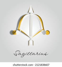 Sagitarius, zodiac symbol on cut paper or carved paper