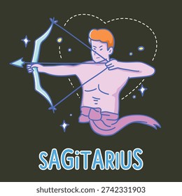 Sagitarius Zodiac Vector Icon Illustration Dark Background