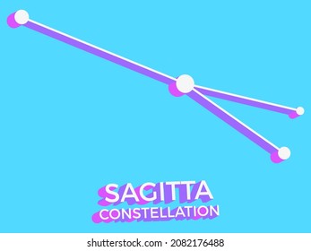 Sagitta constellation 3d symbol. Constellation icon in isometric style on blue background. Cluster of stars and galaxies. Vector illustration