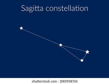Sagitta zodiac constellation sign with stars on blue background of cosmic sky. Vector illustration