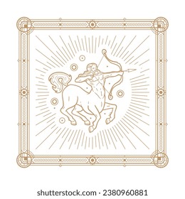 Sagittaius zodiac sign and astrology symbol, element. Modern outline vector illustration. White background