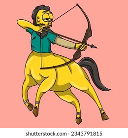 sagittarius as a archery sportsman aiming at the target