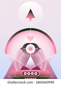 Sagittarius astrological sign abstract modern art vector illustration. Bow and arrow zodiac symbol.