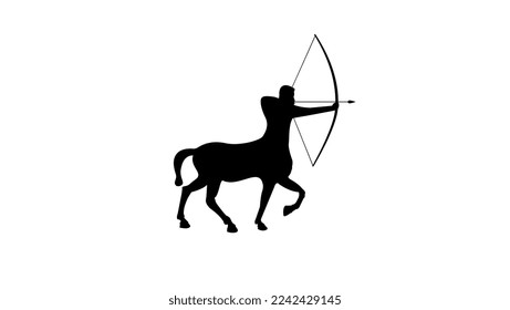 Sagittarius (astrology), silhouette, isolated, vector