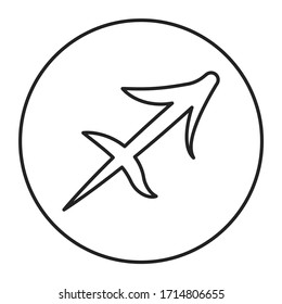 Sagittarius black line icon. Zodiac sign. Astrology and horoscope. Predictions and human character. Element fire. Ruler Jupiter. Editable stroke