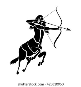 Sagittarius black vector illustration isolated on a transparent background