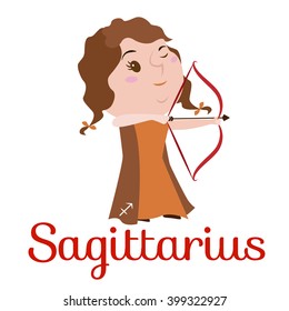 Sagittarius cartoon character. Sign of the zodiac. Horoscope. Astrology. Vector isolated illustration.