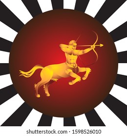 sagittarius centaur zodiac warrior archer on an isolated background. Vector image eps 10