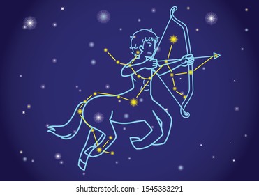 Sagittarius Zodiac Constellation Vector Sign Silhouette Stock Vector ...