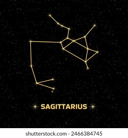 Sagittarius Constellation Icon. Starry Sky Icon. Flat Style. Vector icon