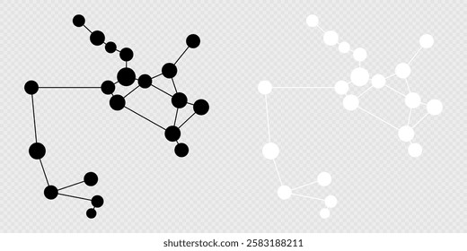 Sagittarius constellation map set. Vector illustration.