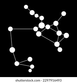 Sagittarius constellation map. Vector illustration.