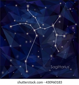 Sagittarius constellation in night sky, background is a triangulation