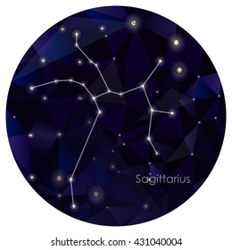 Sagittarius constellation in night sky, background is in the circle