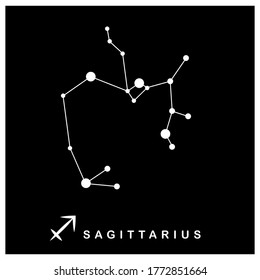 Sagittarius constellation on a black background.
