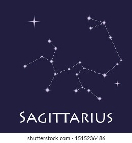 Sagittarius constellation on a dark background, vector illustration