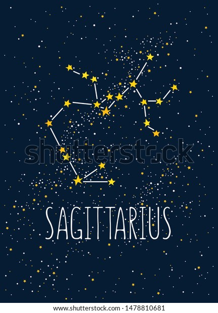 Sagittarius Constellation On Night Stars Sky Stock Vector Royalty Free 1478810681 3623