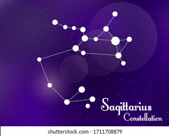 Sagittarius constellation. Starry night sky. Cluster of stars, galaxy. Deep space. Vector illustration