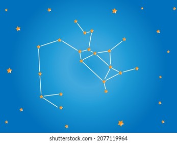 Sagittarius Constellation stars in outer space. Zodiac Sign Sagittarius constellation lines. Vector illustration
