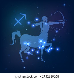 Sagittarius - constellation of the zodiac at night starry sky