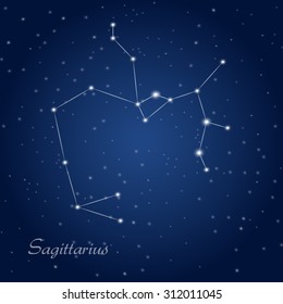 Sagittarius constellation zodiac sign at starry night sky 