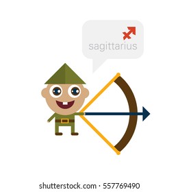 Sagittarius - cute cartoon horoscope, vector flat sign of zodiac