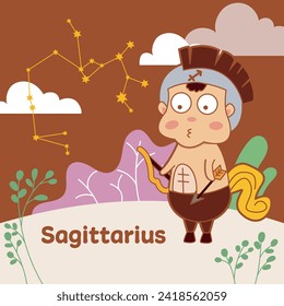 Sagittarius cute sign symbol and constellation