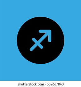 Sagittarius flat icon. Astrology symbol vector illustration. Flat zodiac sign. Isolated on a blue background. Horoscope predicts your destiny.