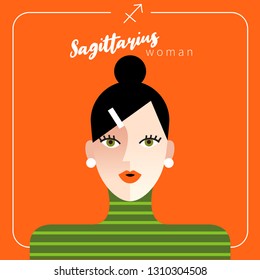 Sagittarius Girl : Beautiful woman with horoscope sign :Vector Illustration