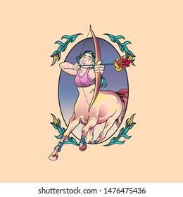 sagittarius goddess icon vector illustration