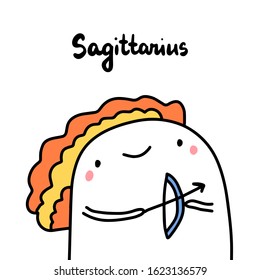 Sagittarius hand drawn vector illustration in cartoon comic style man shooting arrow zodiac sign