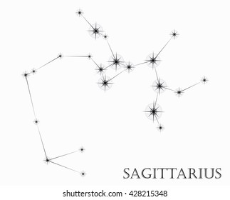 Sagittarius of highly detailed zodiac constellations, icons.  Isolated vector illustration.