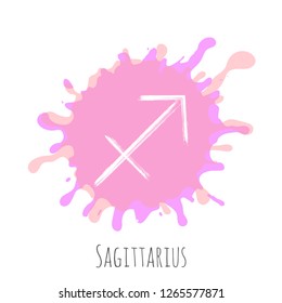 Sagittarius horoscope icon, hand painted zodiac vector sign. Astrological icon isolated. Sagittarius astrology horoscope symbol clip art on white background.