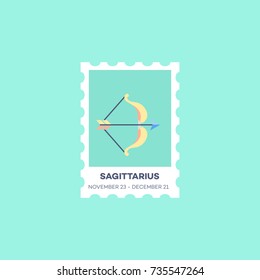 Sagittarius Horoscope Set  Cute Illustration of Zodiac Signs in Cartoon Flat Style Vector