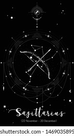 Sagittarius horoscope sign with black background