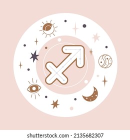 Sagittarius Horoscope sign vector - Zodiac astrology element. Esoteric symbol for logo or icon.